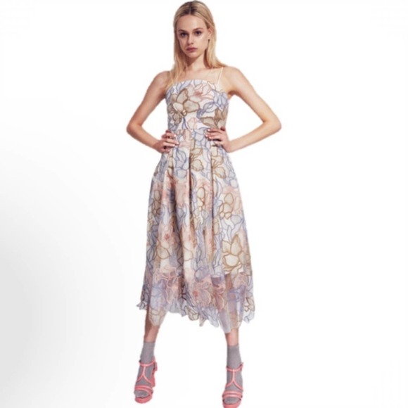 Hunter Bell Annie Floral Eyelet Midi Dress Size 4 - Picture 2 of 7